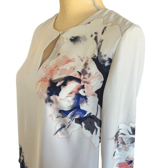 VINCE CAMUTO Blouse Long Sleeve Floral Size XS Multicolor Keyhole Neckline - Picture 6 of 16